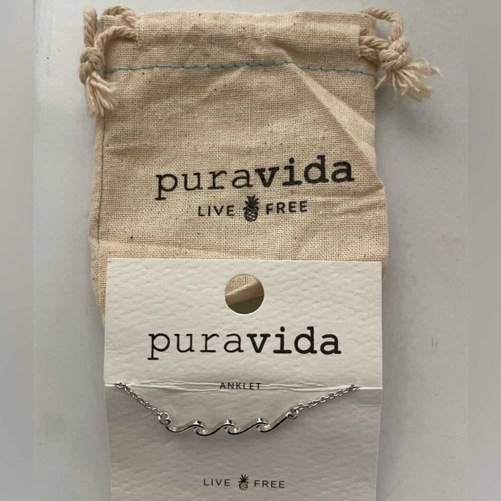 Pura Vida Silver Wave Chain Anklet